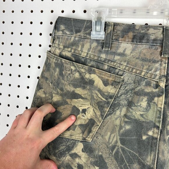 Wrangler Camo Double Knee Jean 36x34 Y2K Streetwear Skate Baggy Hunting 90s Worn - Picture 3 of 8